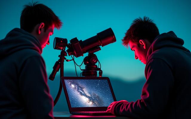 天体写真撮影ワークショップで学ぶ参加者たち